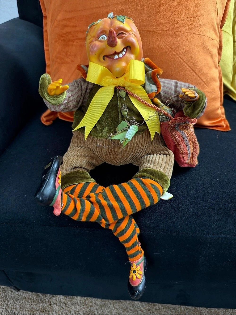 Winward Holidays Halloween Pumpkin Head Shelf Sitter Doll Decor READ